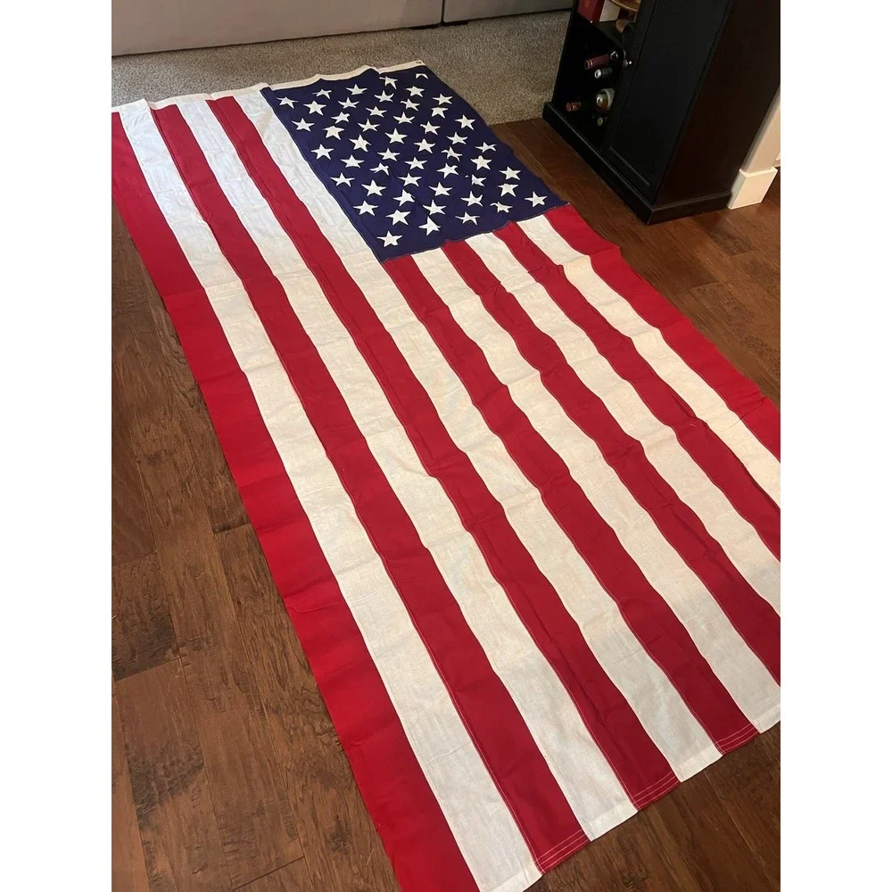 Vtg US Flag Valley Forge Cotton Bunting Best American 50 Stars 6ft x 9ft HUGE
